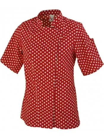 Monsieur Veste Clafoutis MC veste de cuisine femme rouge pois blancs 2XL