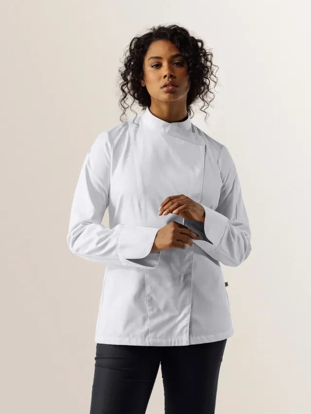 Scalda Arlette Blanc veste cuisine croisée résistante