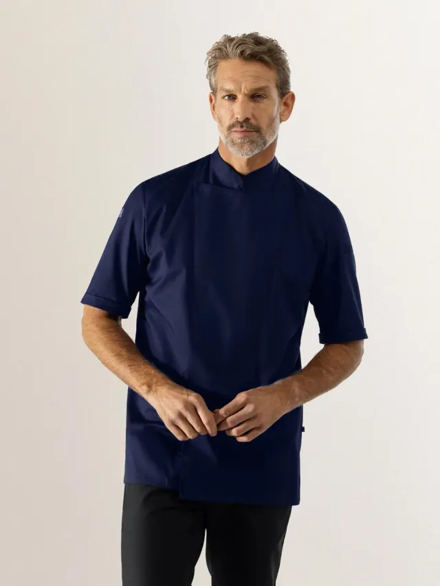 Le Nouveau Chef Melvin veste cuisine bleu manches courtes
