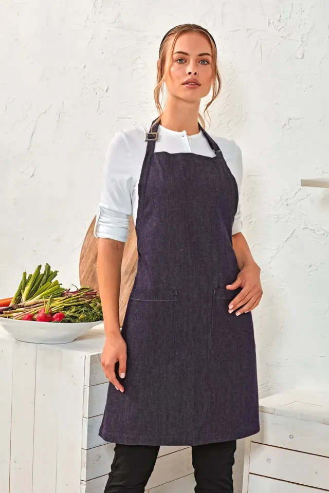 Unichef tablier bavette denim coton bio