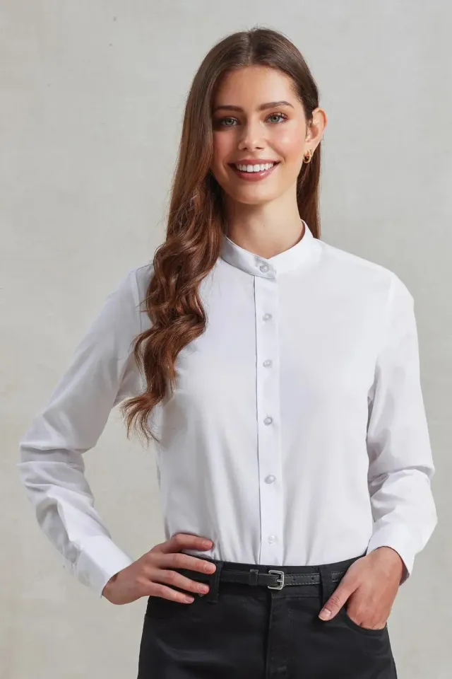 Unichef chemisier femme col grand-père manches longues