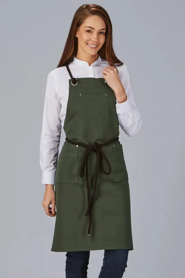 Unichef tablier bavette 5 poches cordon tressé personnalisable