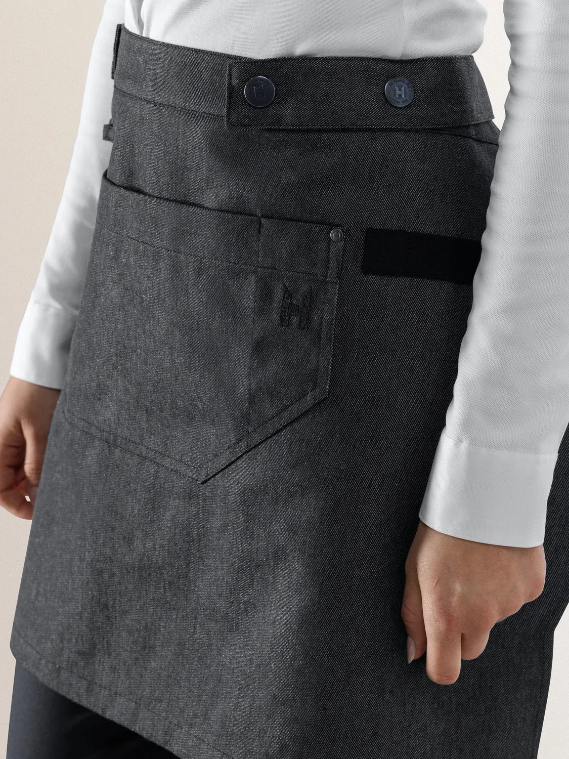 Le Nouveau Chef Miami Strap Heavy Black Denim sangle tablier